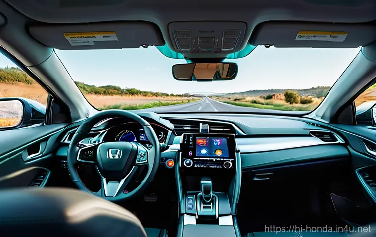 혼다 시빅의 최신 기술 분석 - Image Prompt 1: "Seamless Safety and Digital Sophistication"**