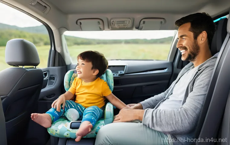 혼다 오디세이의 장거리 주행 성능 - **Prompt:** "A vibrant, clean interior of a modern Honda Odyssey minivan, showcasing a happy family ...