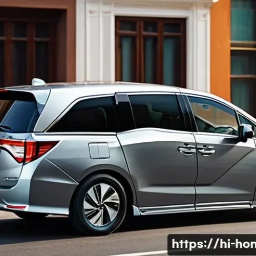 혼다 오디세이와 크라이슬러 퍼시피카 비교 - A sleek and classic Honda Odyssey minivan parked on a modern urban street during daytime, showcasing...