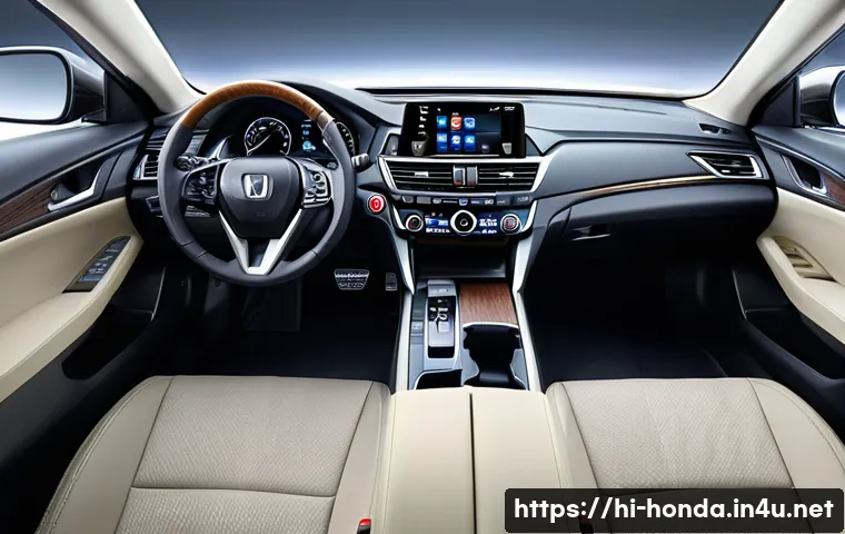 혼다 어코드의 실내 공간 리뷰 - Interior view of a Honda Accord showcasing the driver’s seat designed for long journeys, featuring e...